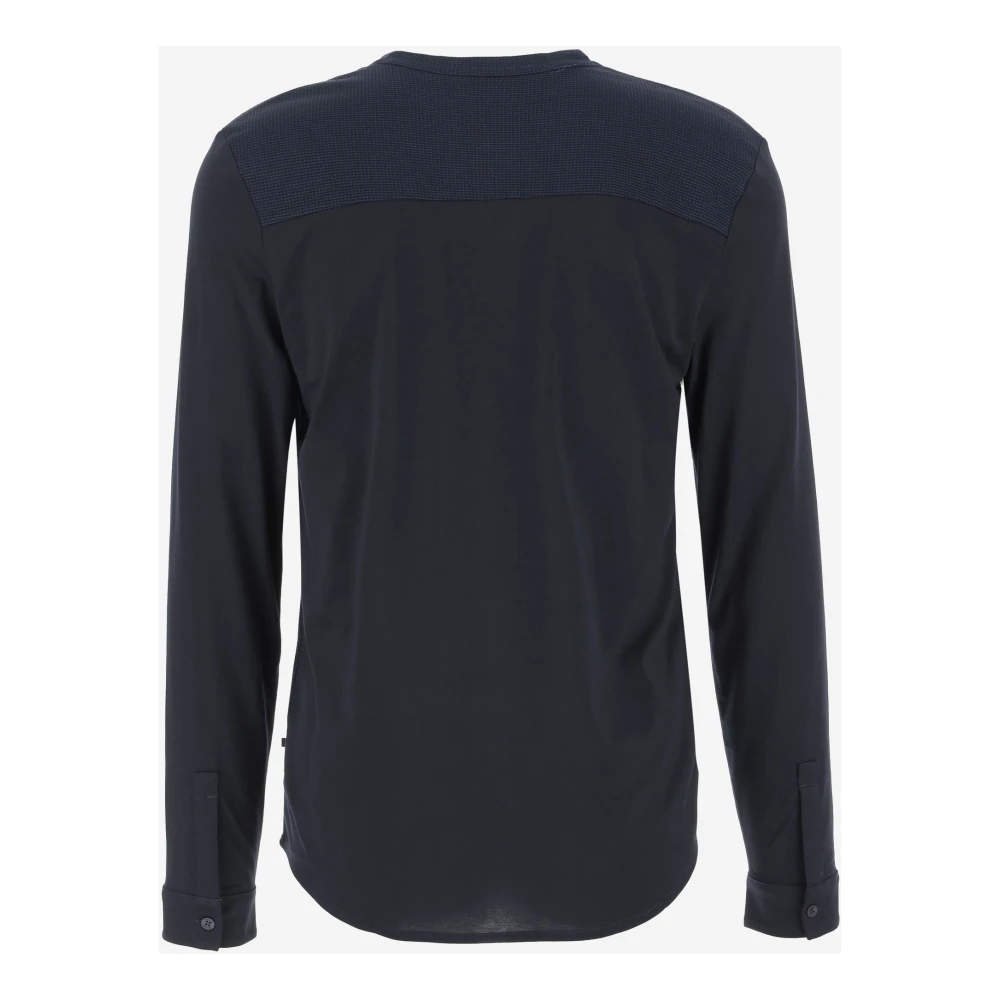 Hugo Boss Navy Katoenmix Lange Mouw T-shirt Blue Heren