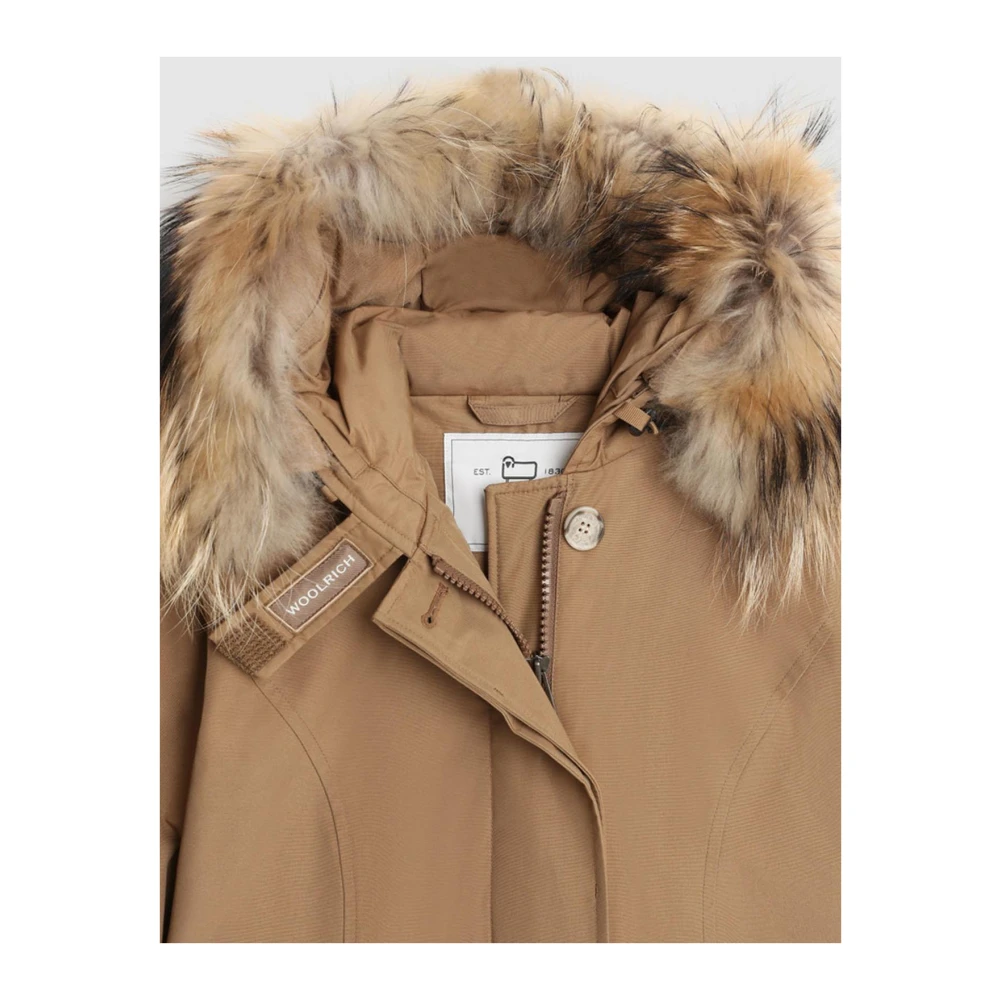 Woolrich Stad Stof Anorak Parka Brown Dames