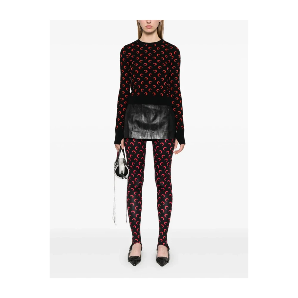 Marine Serre Maan Jacquard Zwarte Trui Black Dames