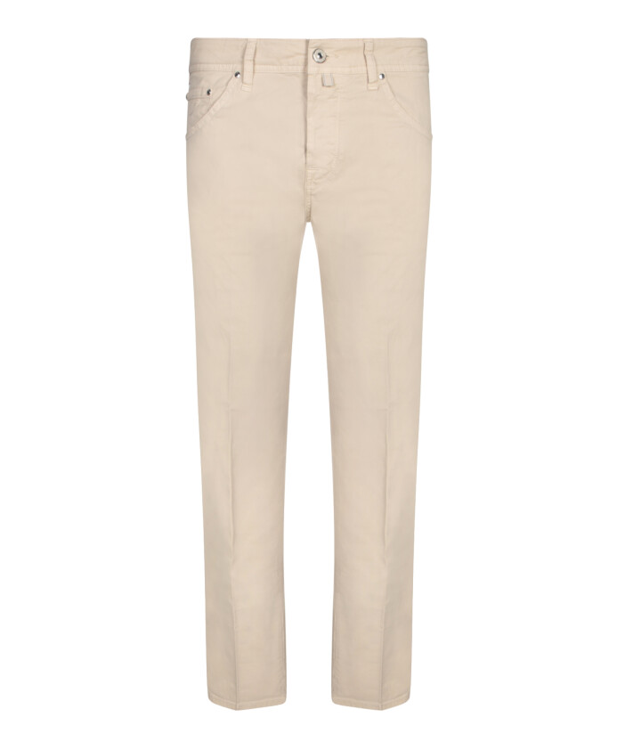 pantalon-beige-coupe-slim-en-coton-diagonal
