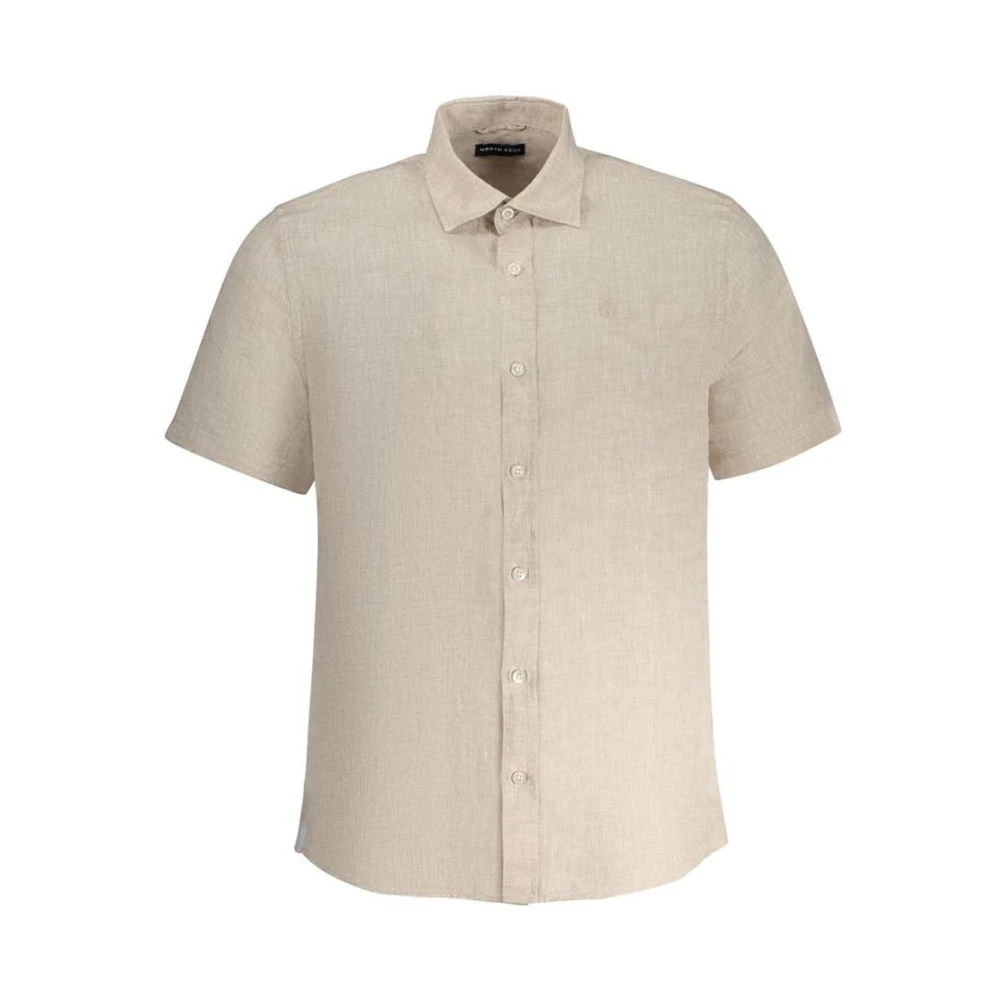 North Sails Men's Beige Linen Shirt With Italian Collar