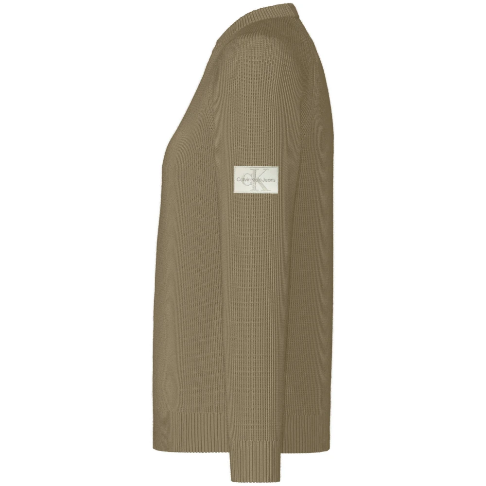 Calvin Klein Beige Gebreide Trui Honingraat Ontwerp Beige Heren
