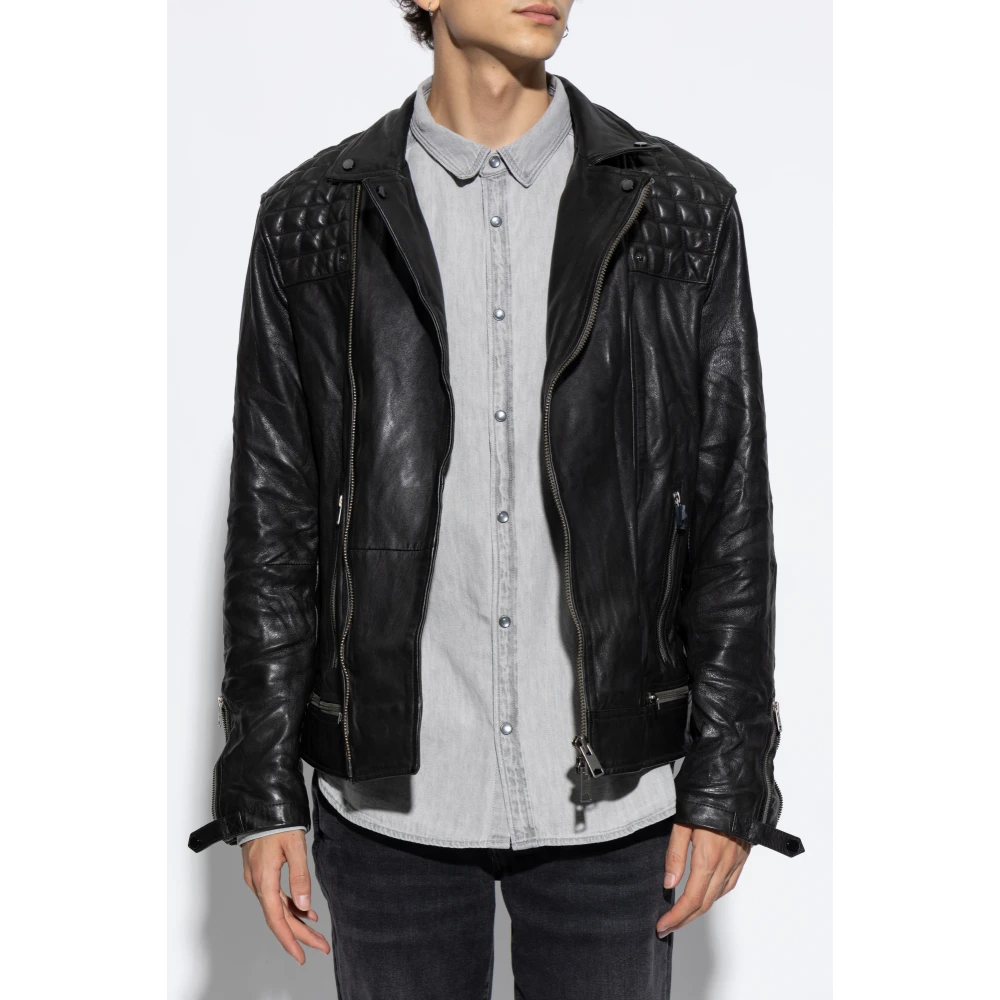 AllSaints Conroy Biker Lederen Jack Black Heren