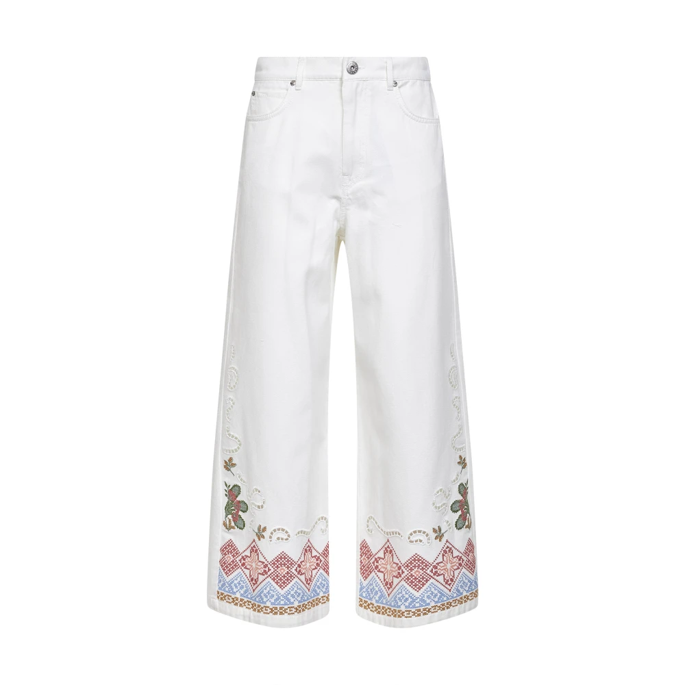 Weekend Max Mara Women's White Cotton Bull Trousers