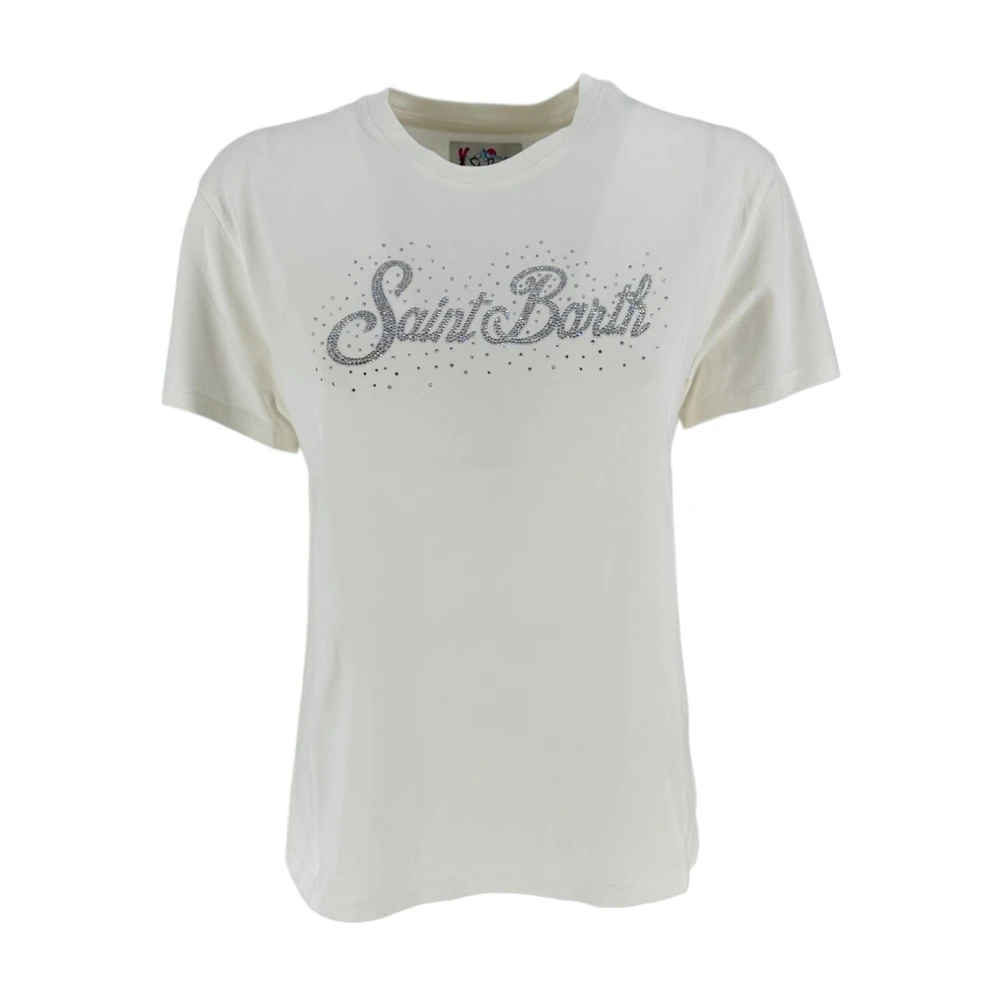 MC2 Saint Barth Wit Zilver Dames T-shirt met Saint Barth Print Gray Dames
