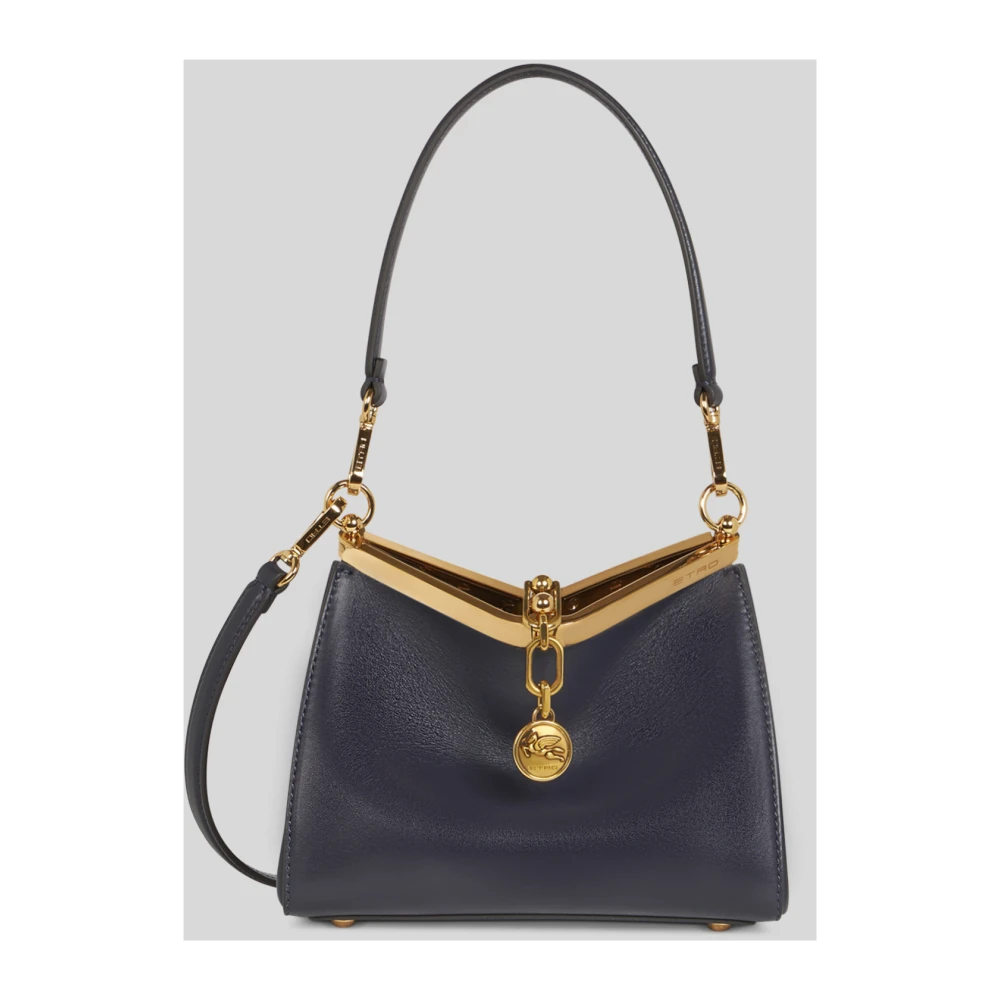 ETRO Blauwe leren schoudertas met metalen sluiting Blue Dames