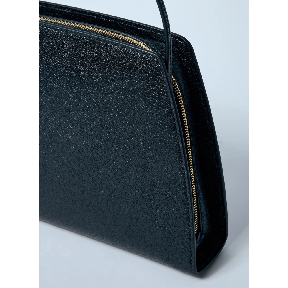 The Row Leren Schoudertas met Logoprint Black Dames