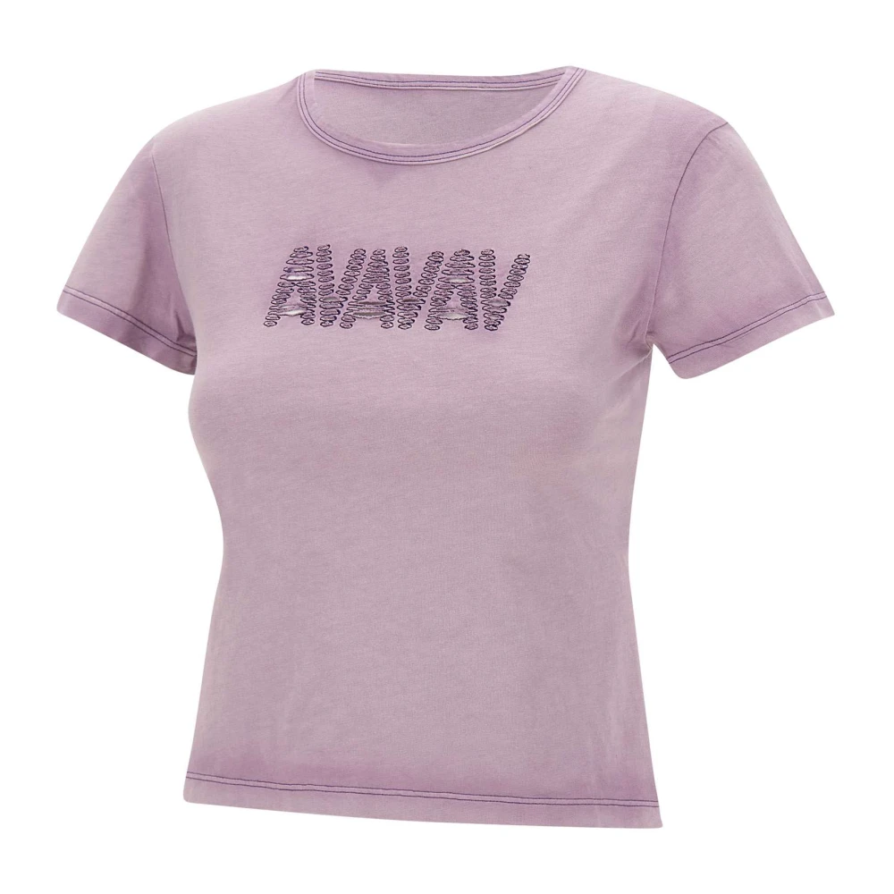 Avavav Paarse Katoenen T-shirt met Geborduurd Logo Purple Dames
