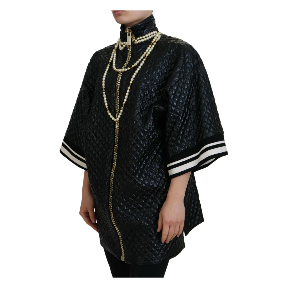 Dolce & Gabbana Zwarte Trui met Parelversiering en Ritssluiting Black Dames