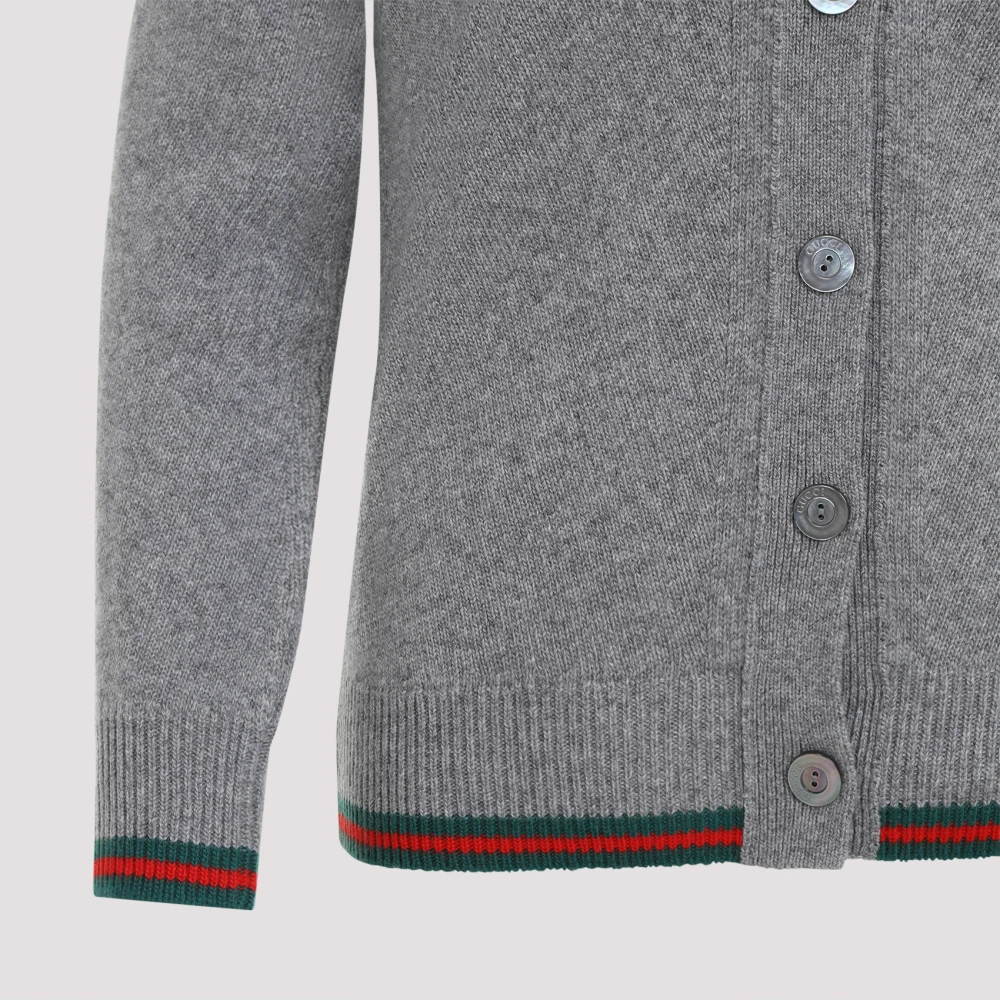 Gucci Wollen en kasjmier vest met webmotief Gray Dames