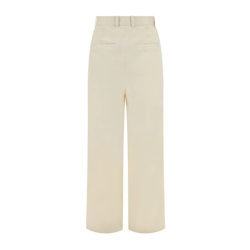 Loulou Studio Katoenen broek met verborgen sluiting zakken White Dames