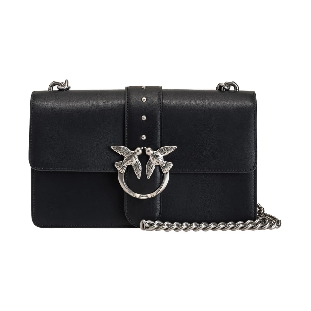 Pinko Women's Black Leather Bag With Front Logo