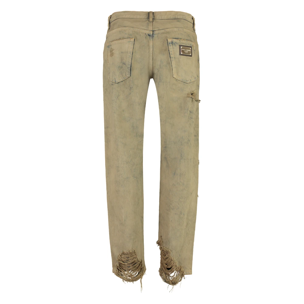 Dolce & Gabbana Versleten 5-pocket jeans Beige Heren