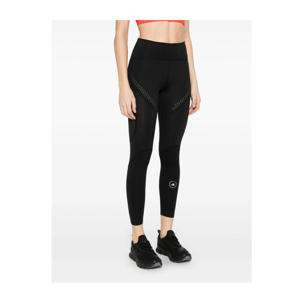 adidas by stella mccartney Zwarte joggingbroek met geperforeerde details Black Dames