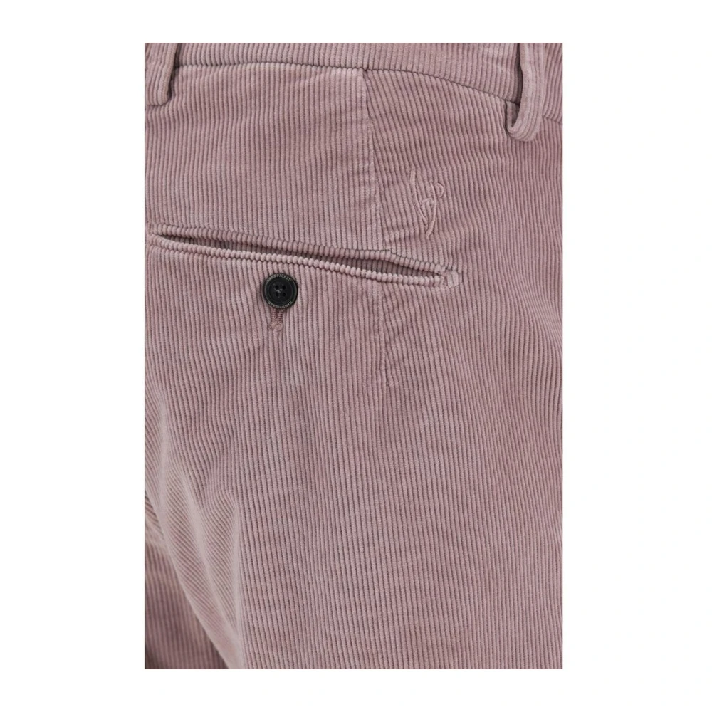 Hand Picked Corduroy Straight Broek met knoopsluiting Pink Heren