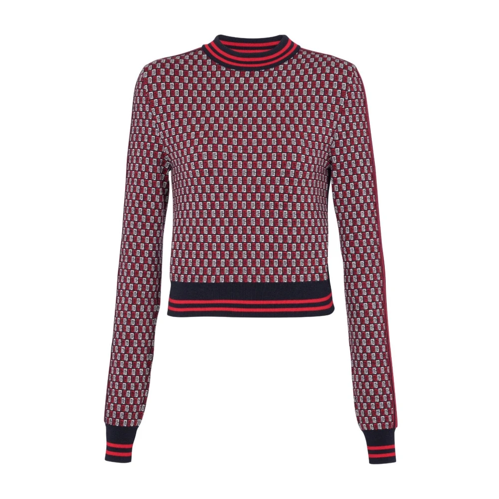 Balmain Women's Cropped Monogrammed Knit Jumper