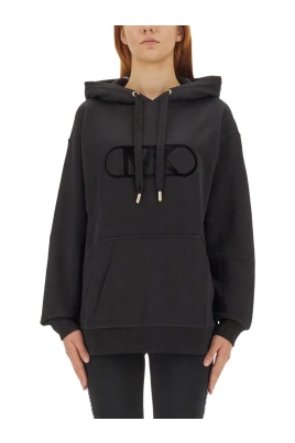Mysig Logo Sweatshirt Oversized Fit Kvinnor