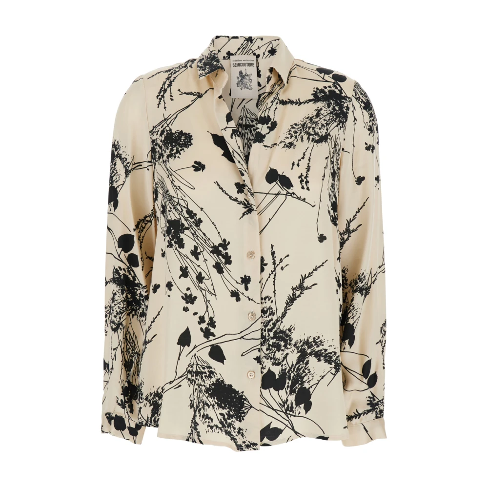 Semicouture Bloemenmotief Wit en Zwart Overhemd Multicolor Dames