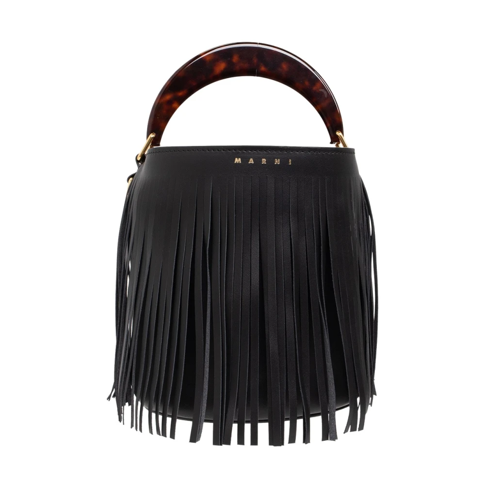 Marni Donna Nero - Borsa A Secchiello Con Frange Venice - Bags - One Size