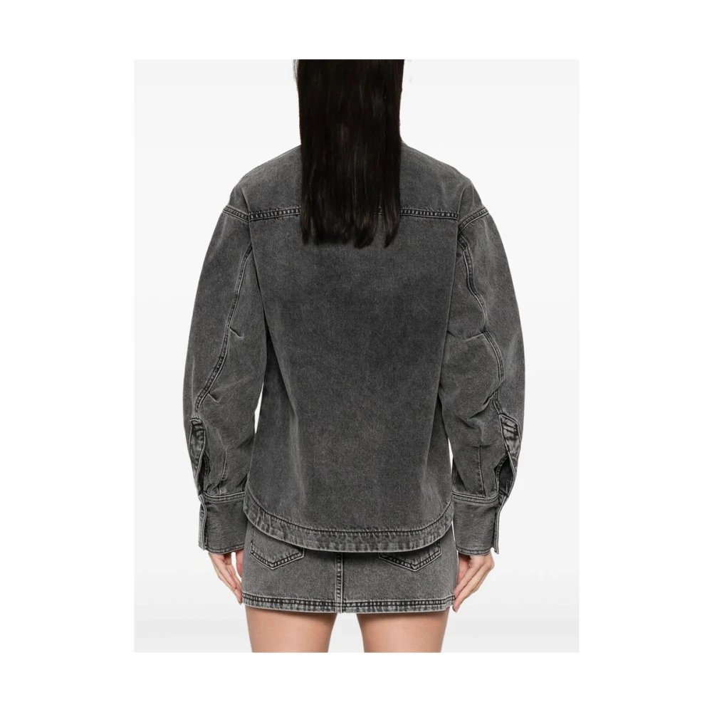 The Attico Zwart knoopsluiting bovenkleding met logoborduursel Black Dames