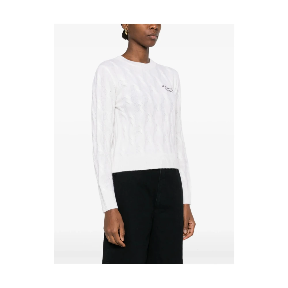 Sporty & Rich Ecru Logo Crew Neck Sweater White Dames