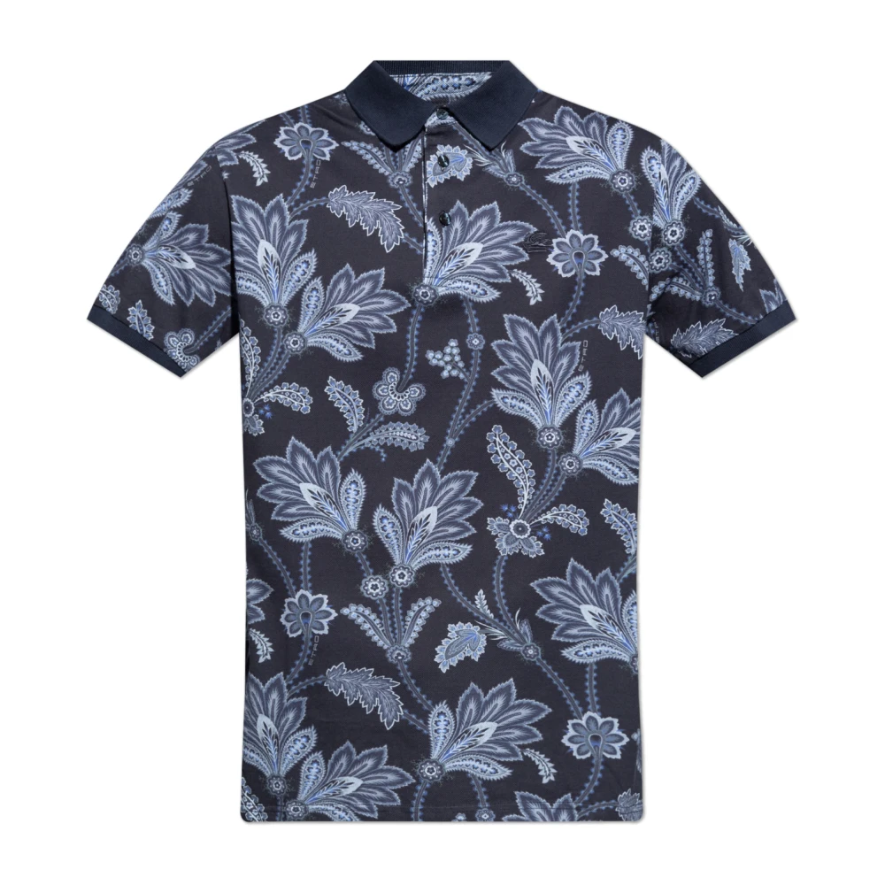 ETRO Bloemenprint Polo Shirt Blue Heren