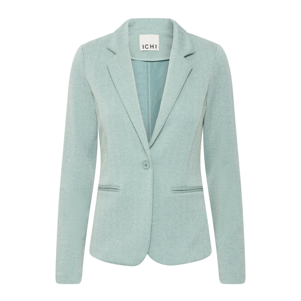 Ichi Women's Green /Almond Herringbone Blazer Jacket - Blazers - S - Jackets