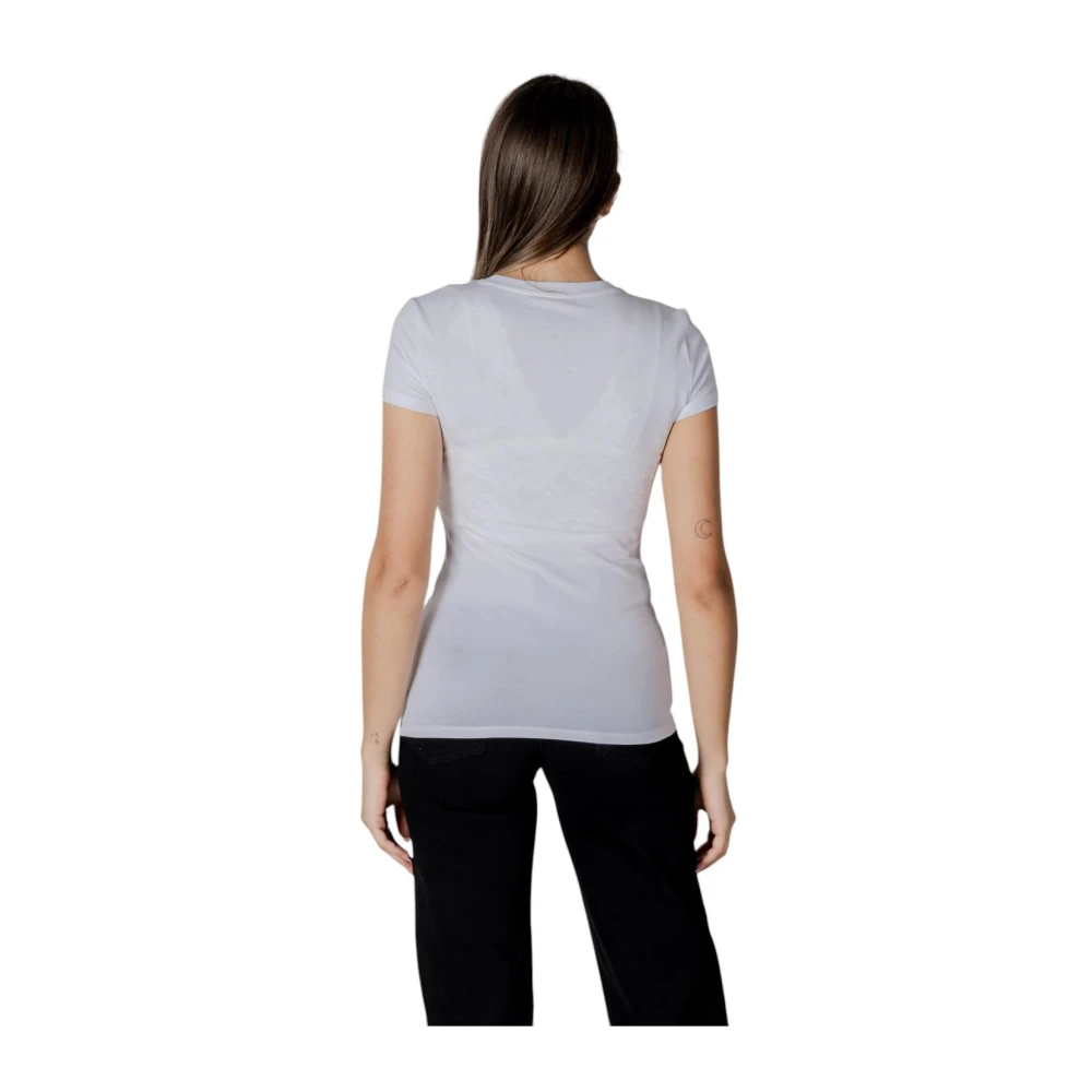 Armani Exchange Geprint T-shirt met ronde hals White Dames