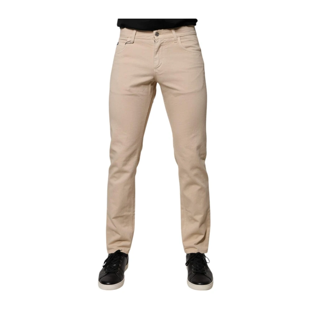 Dolce & Gabbana Men's Beige Chinos, S, Cotton Skinny Denim Jeans