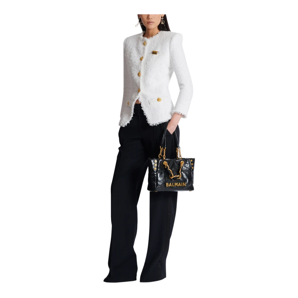 Balmain Kleine 1945 Zachte tote tas in gebarsten kalfsleer Black Dames