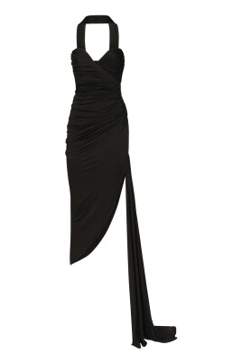 black-asymmetric-hem-dress