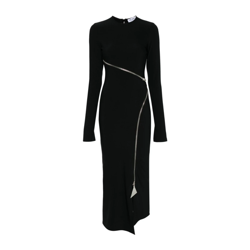 The Attico Zwarte Jurk met Ritsdetail Black Dames