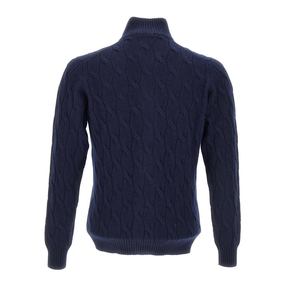 Filippo De Laurentiis Navy Blue Wol Kasjmier Trui Blue Heren