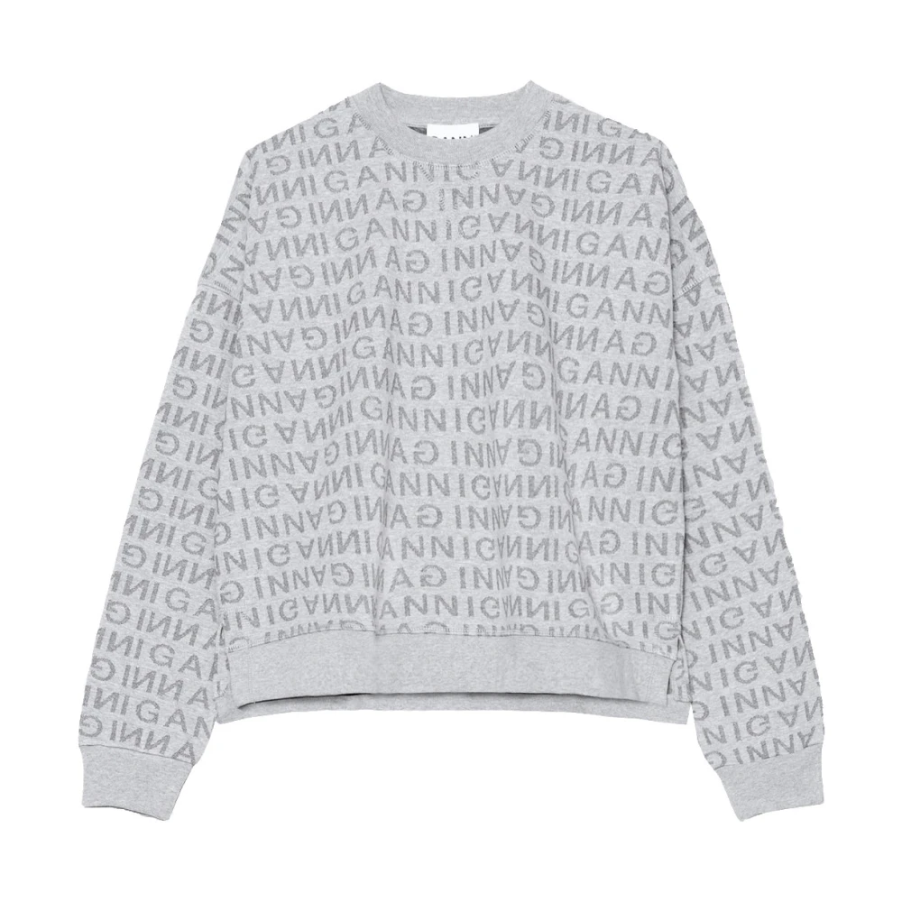 Ganni Logo-Print Sweatshirt Gray Dames