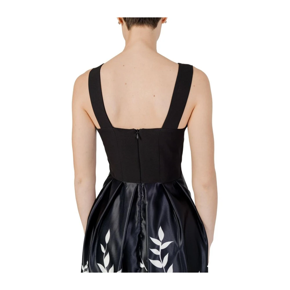 RINASCIMENTO Zwarte Polyester Lange Jurk Lente Zomer Collectie Multicolor Dames