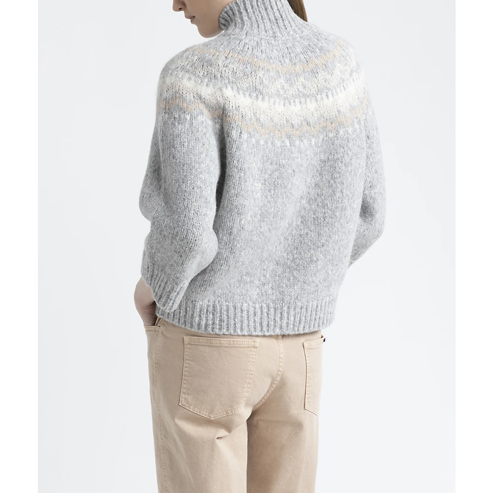 PESERICO Alpaca en wol jacquard coltrui Gray Dames