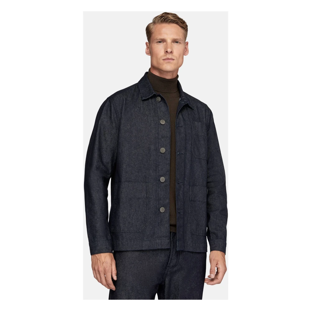 Boggi Milano Work Shirt Jacket in Denim Blue Heren