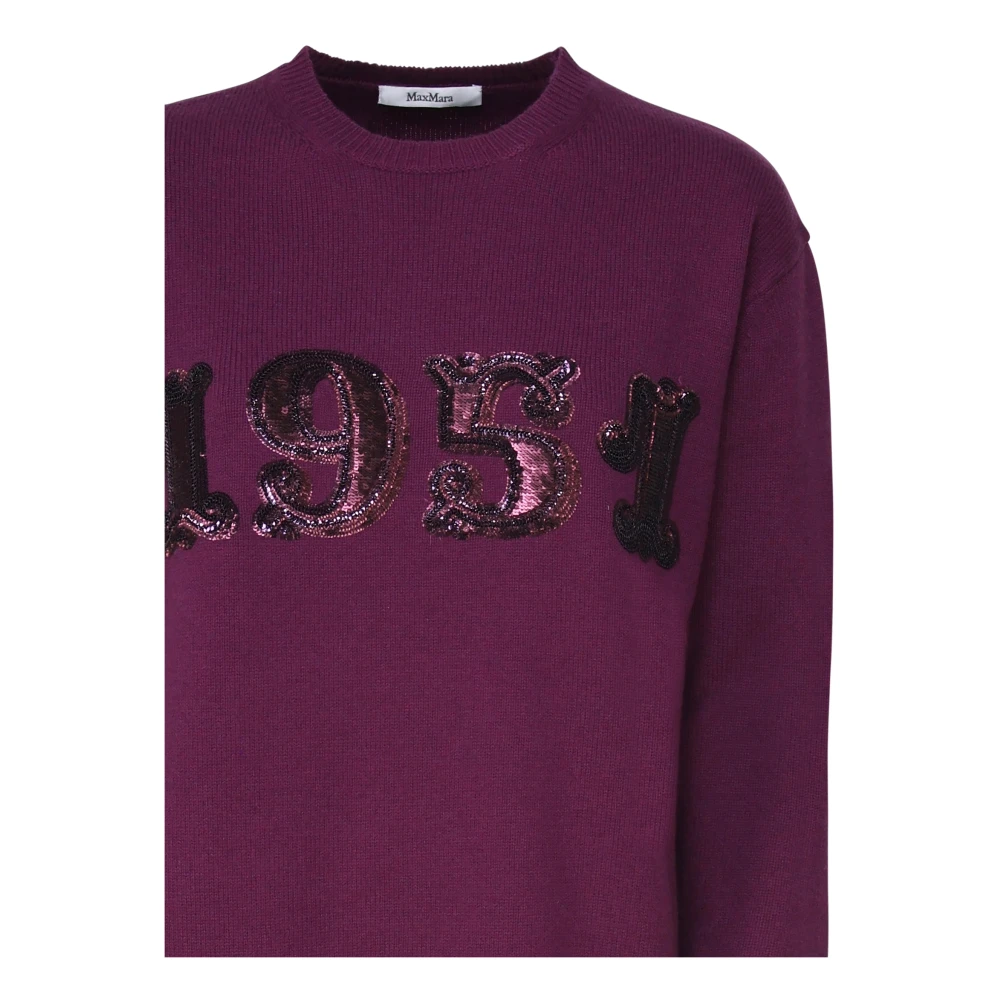 Max Mara Donker Violet Sweater Plata Maglia Purple Dames
