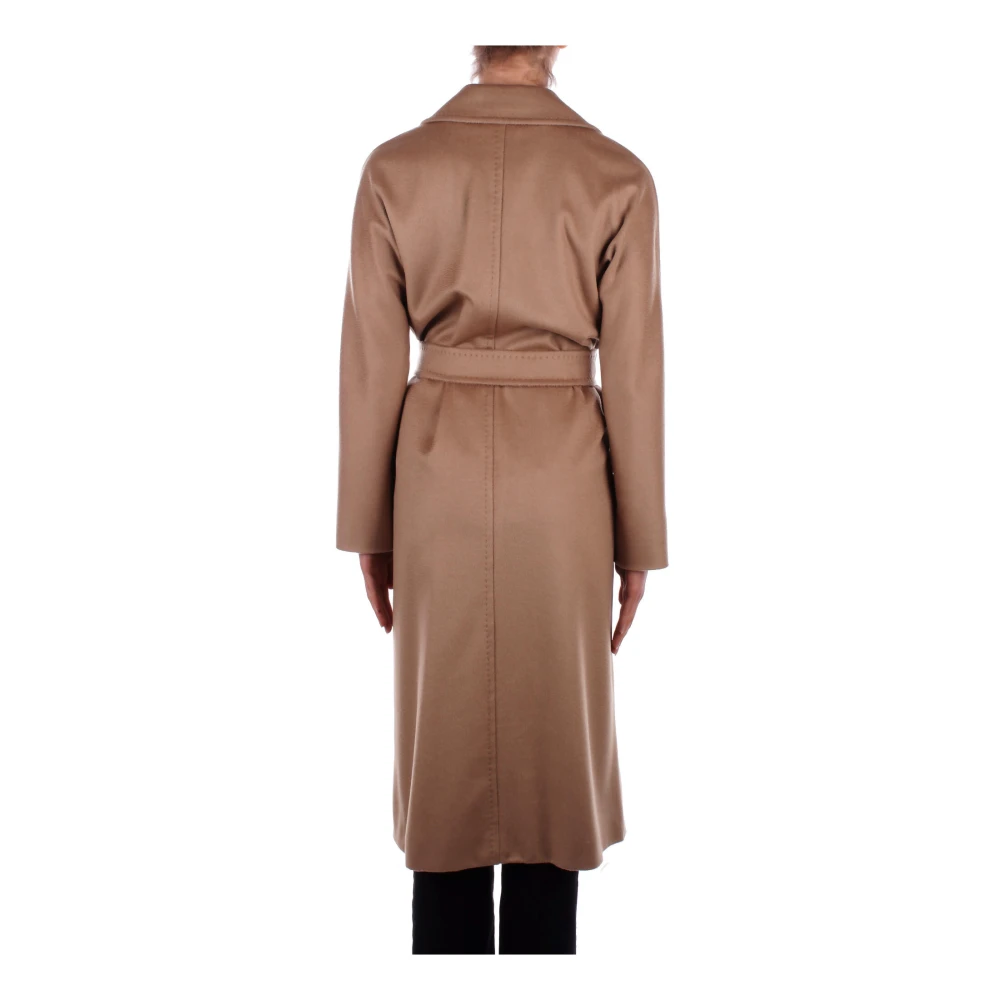 Max Mara Kameelwollen Jas met Riem en Knopen Brown Dames