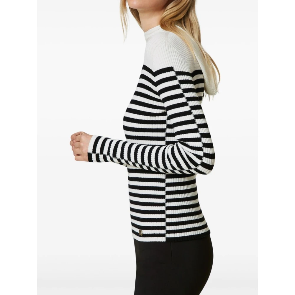 Twinset Gestreepte gebreide hoodies White Dames
