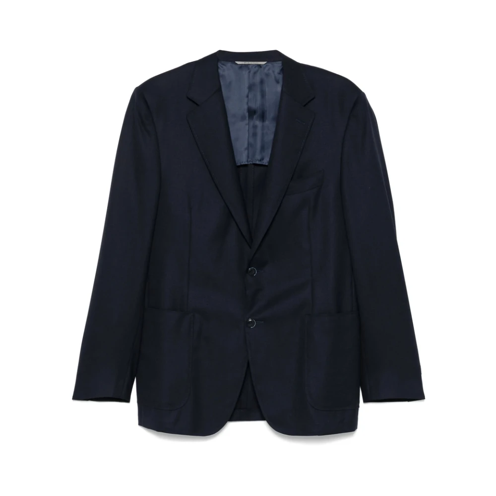 Canali Navy Blue Button-Up Jacket Blue Heren