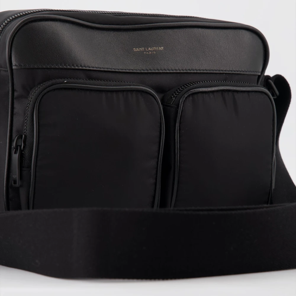 Saint Laurent Nylon Camera Tas Zwart Leer Black Heren