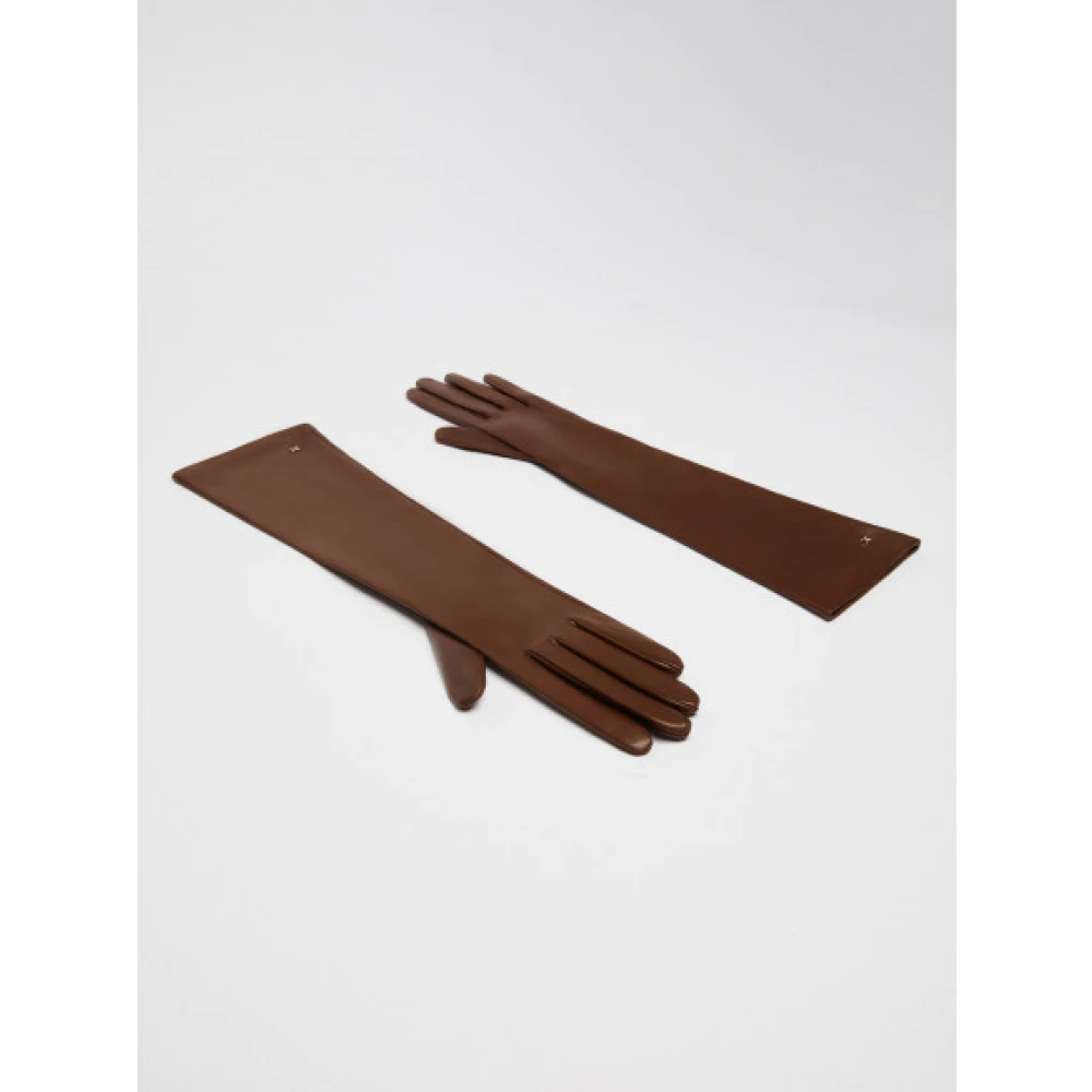 Max Mara Nappa Leren Monogram Handschoenen Brown Dames
