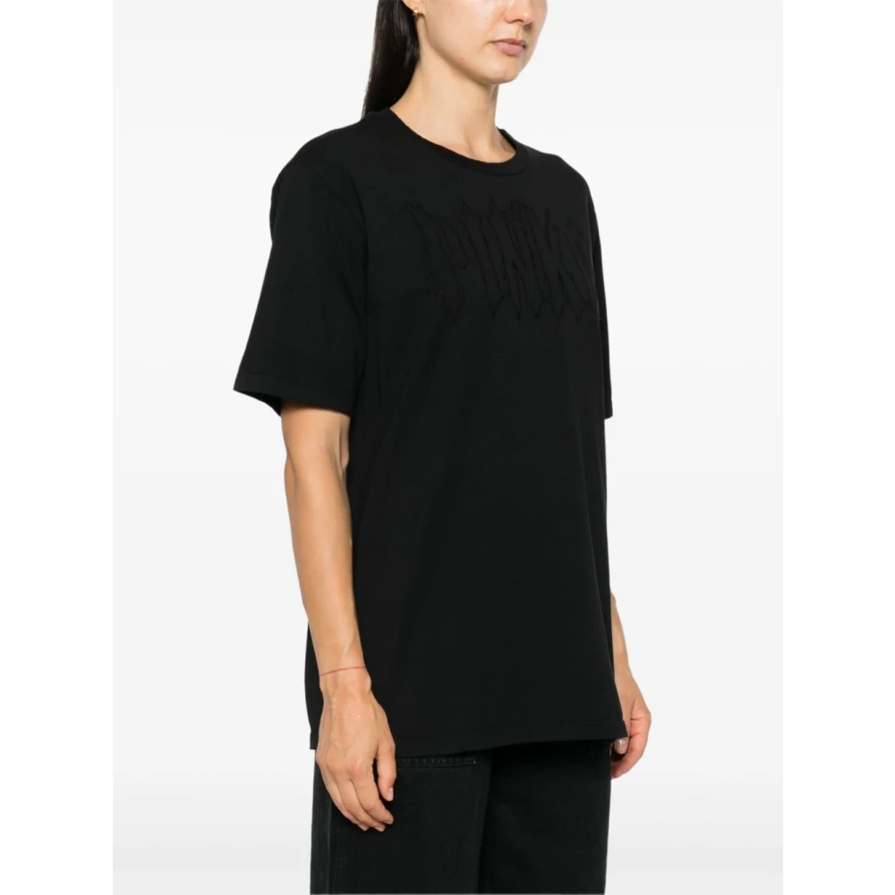 pinko Zwart Katoenen Jersey Logo T-shirt Black Dames