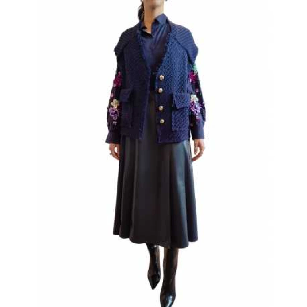 Essentiel Antwerp Navy Gebreid Mouwloos Vest Avondblauw Blue Dames