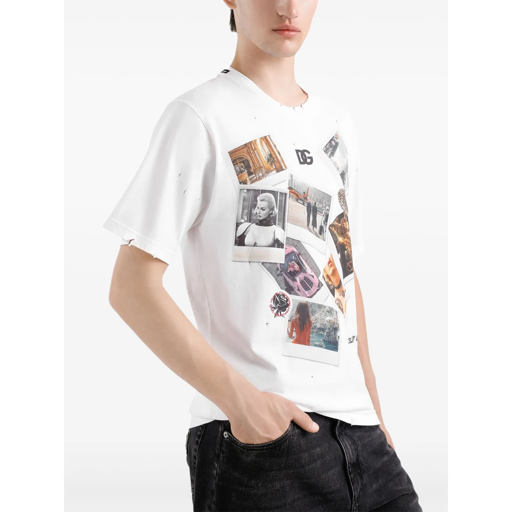 Dolce & Gabbana Optisch Wit T-Shirt White Heren