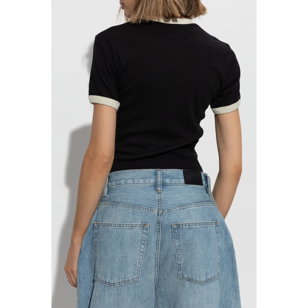 Amiri Rib gebreide top met geborduurd logo Black Dames