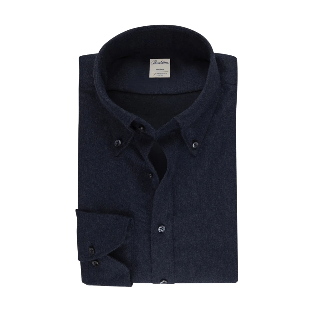 Stenströms Blauwe Twill Overhemd met Parelmoerknopen Blue Heren
