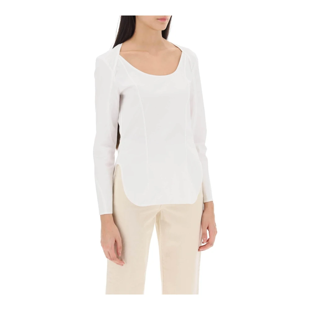 By Malene Birger Organische Stretch Katoenen Poplin Blouse By Herenne Birger White Dames