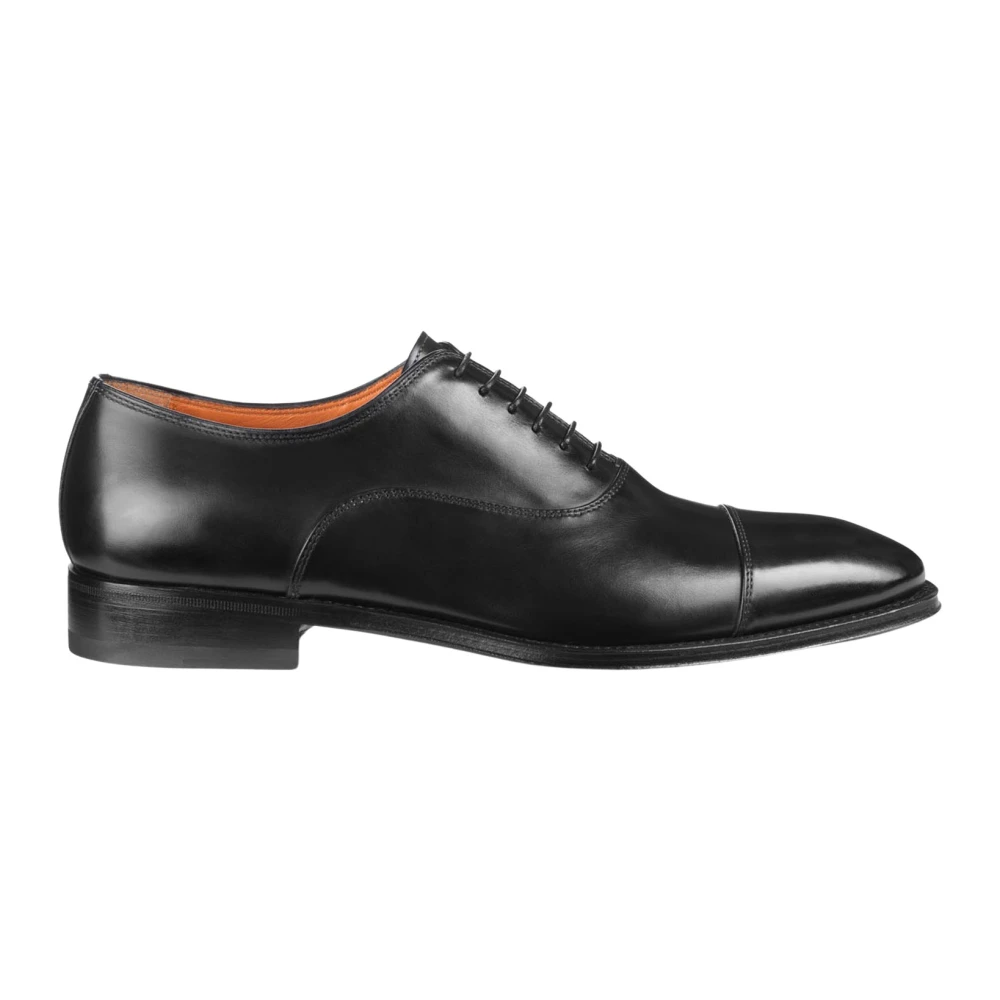 Santoni Men's Black Dress Shoes, 10 Uk, Elegant Oxford Lace-Up Shoes